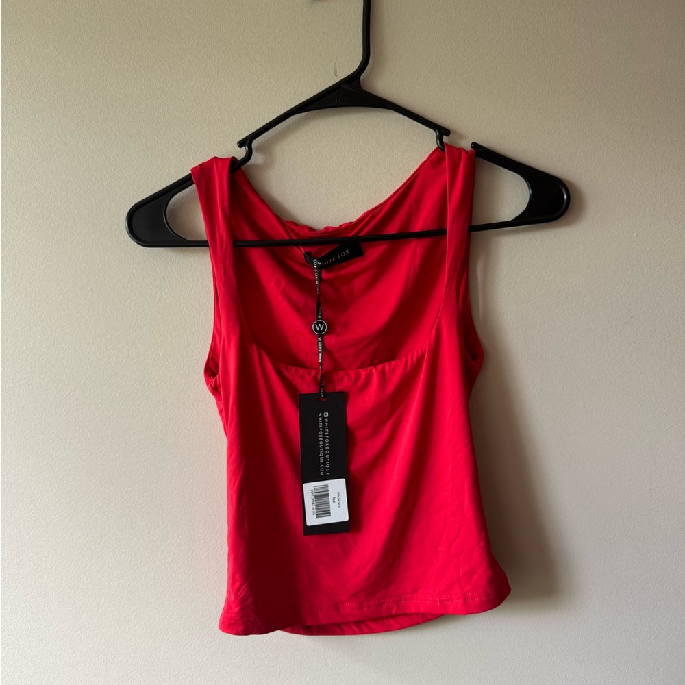 White Fox Boutique Red Fitted Crop Tank Top